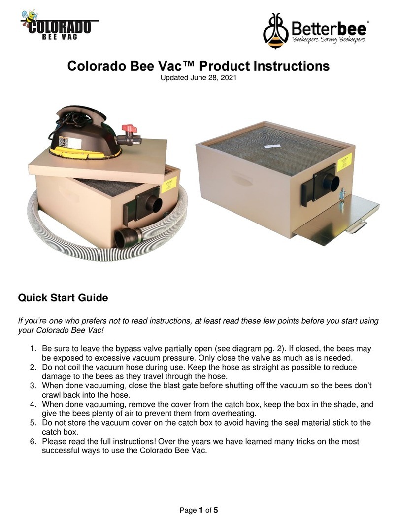 Betterbee Colorado Bee Vac Instruction sheet