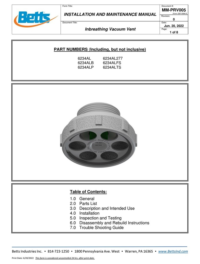 Betts 6234AL Installation and maintenance manual Betts 6234AL Installation and maintenance manual
