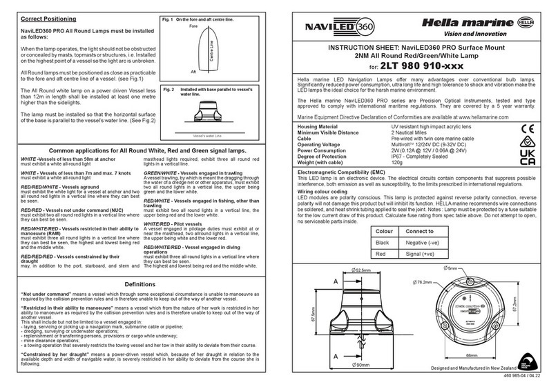Hella marine NaviLED 360 PRO 2LT 980 910 Series instruction sheet Hella marine NaviLED 360 PRO 2LT 980 910 Series instruction sheet