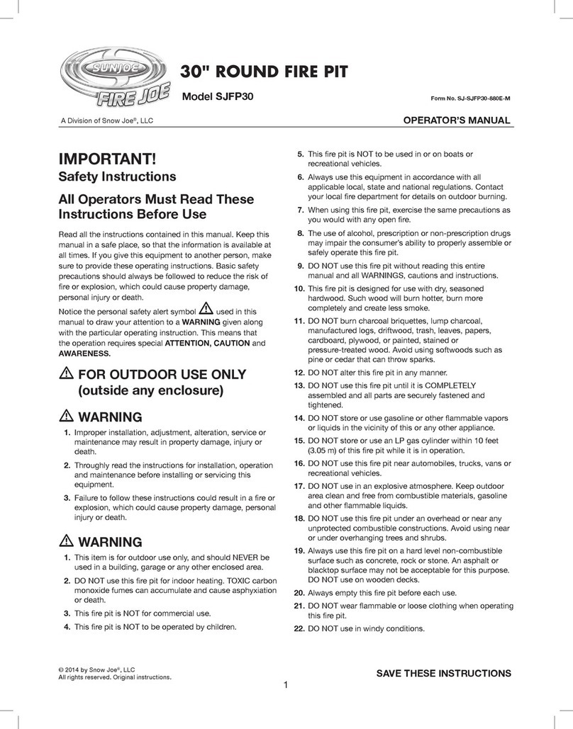 SNOWJOE SUNJOE FIRE JOE SJFP30 User manual