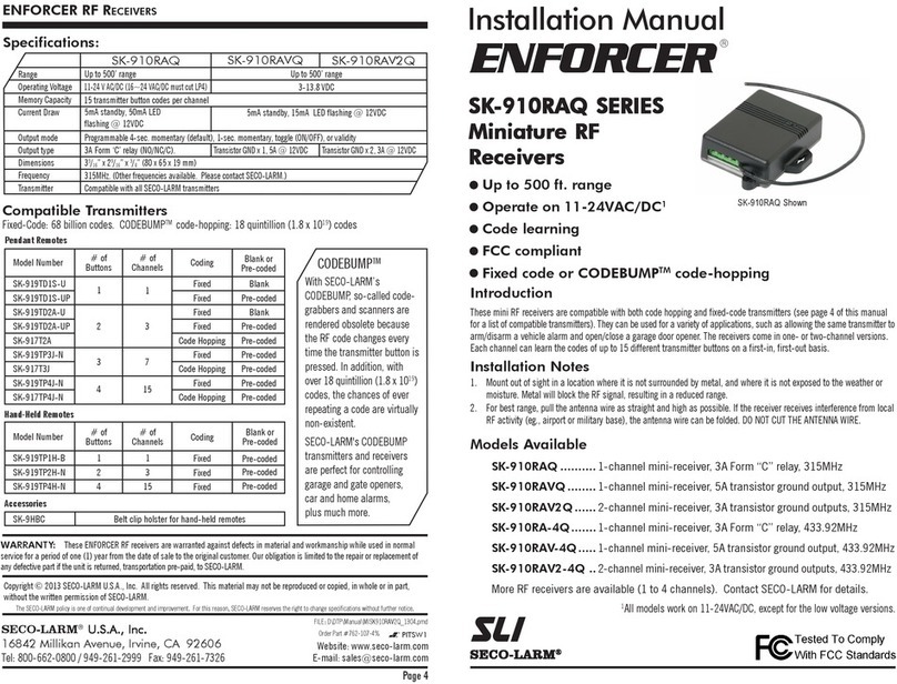 SECO-LARM ENFORCER SK-910RAV2Q User manual SECO-LARM ENFORCER SK-910RAV2Q User manual