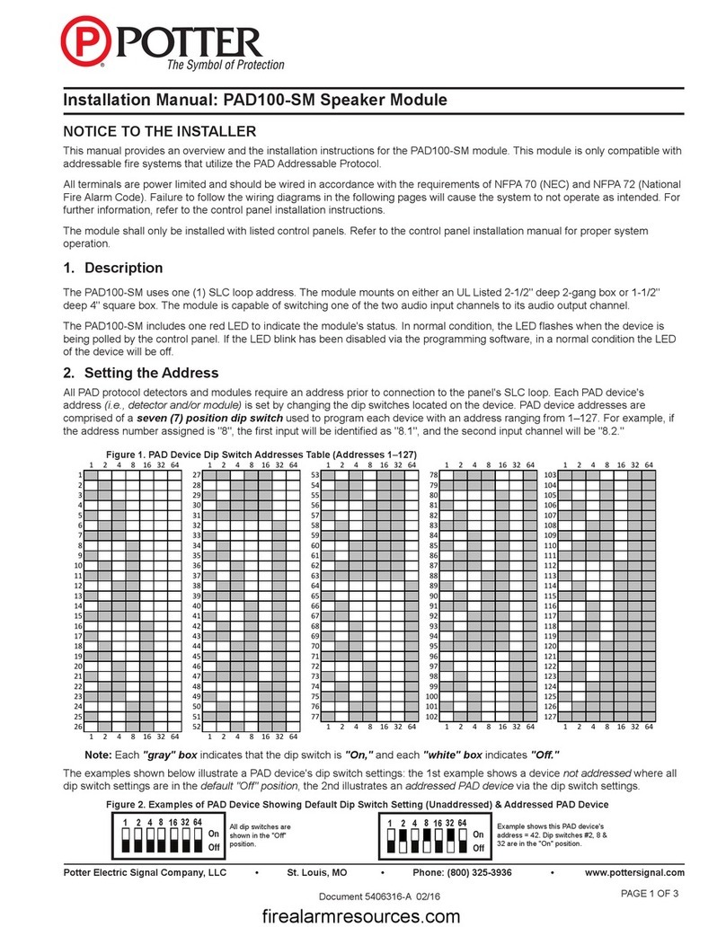 Potter PAD100-SM User manual