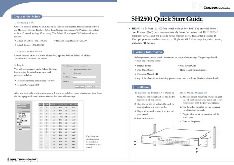 DSG Technology SH2500 quick start guide