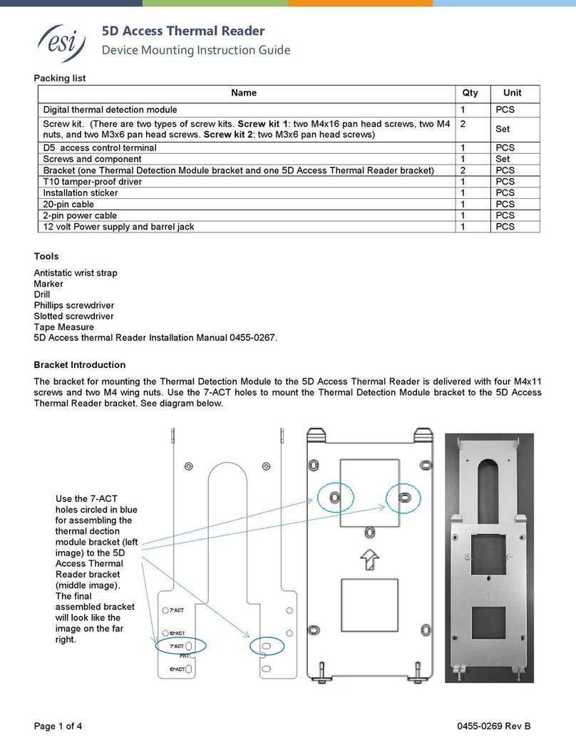 ESI Access 5D Thermal Reader Assembly Manual and Mounting Instruction Guide