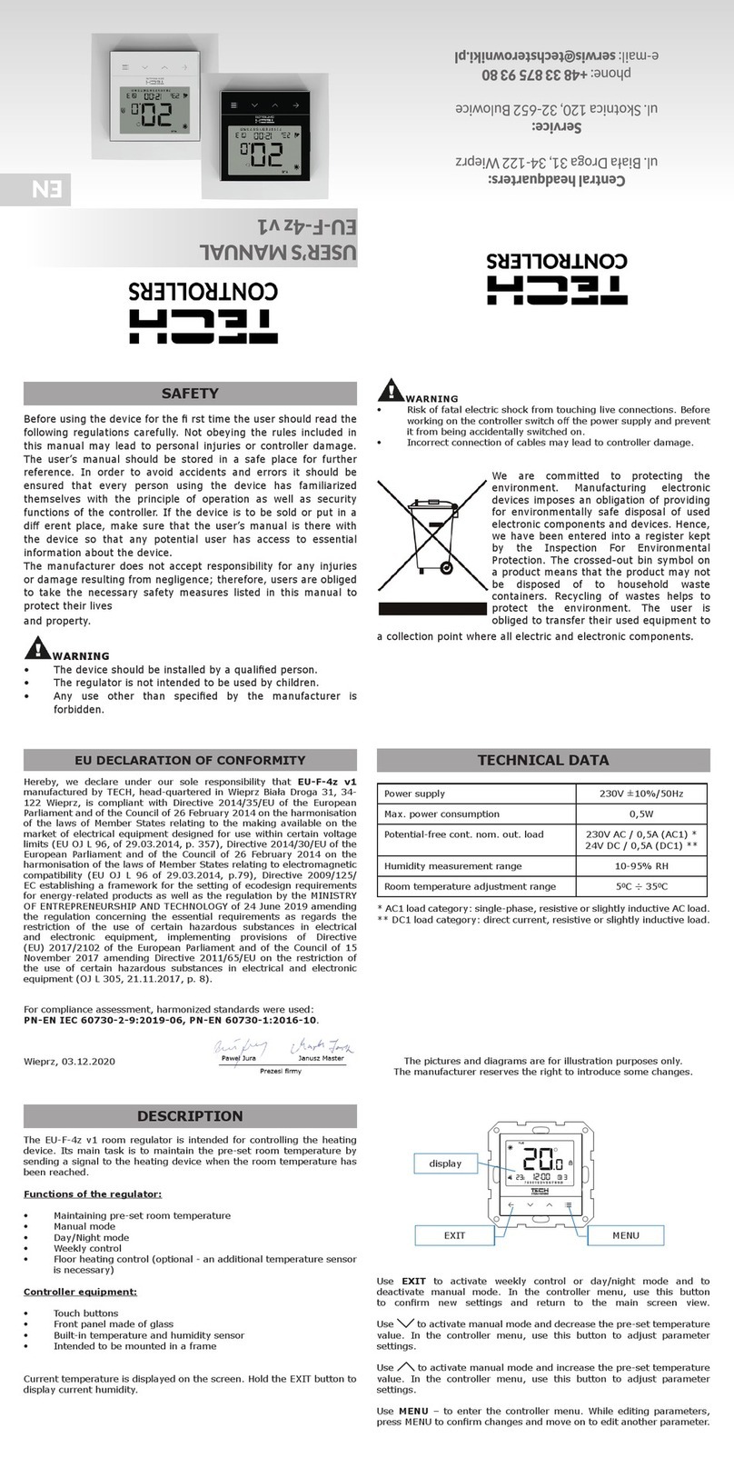 Tech Controllers EU-F-4z v1 User manual