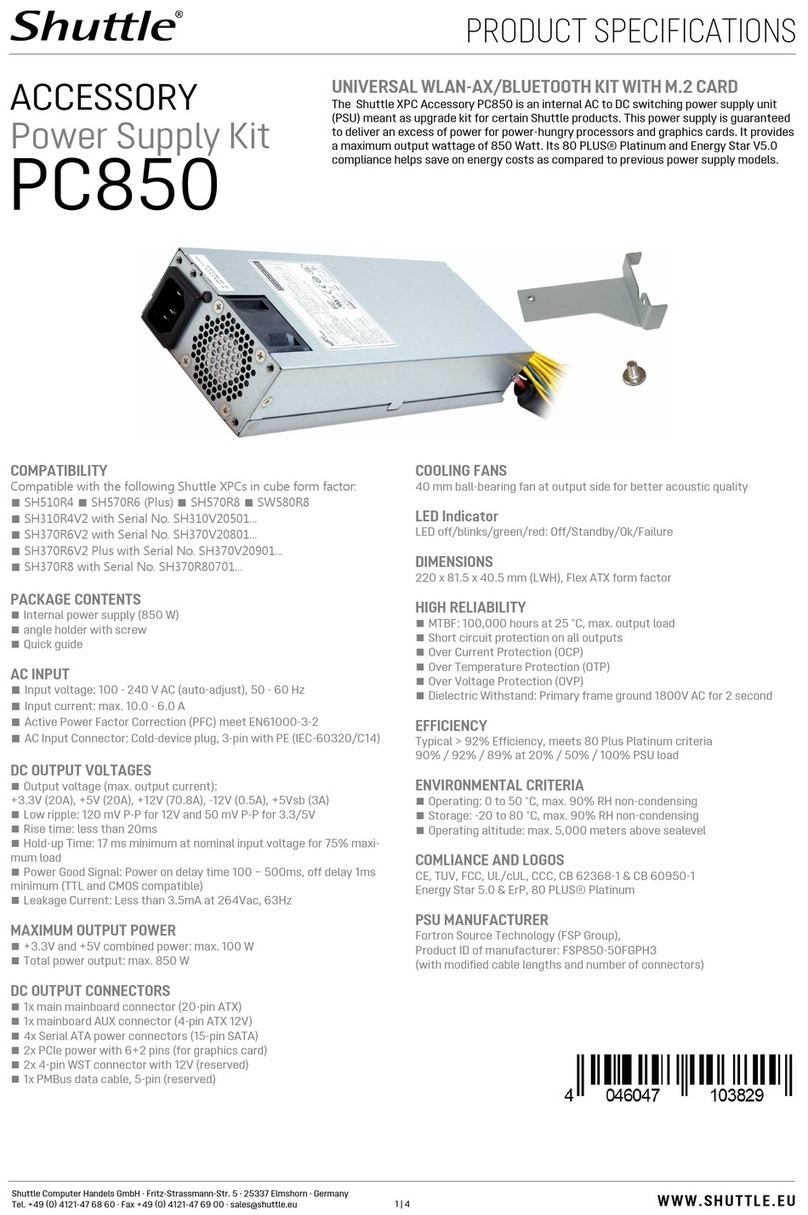 Shuttle PC850 Product specifications