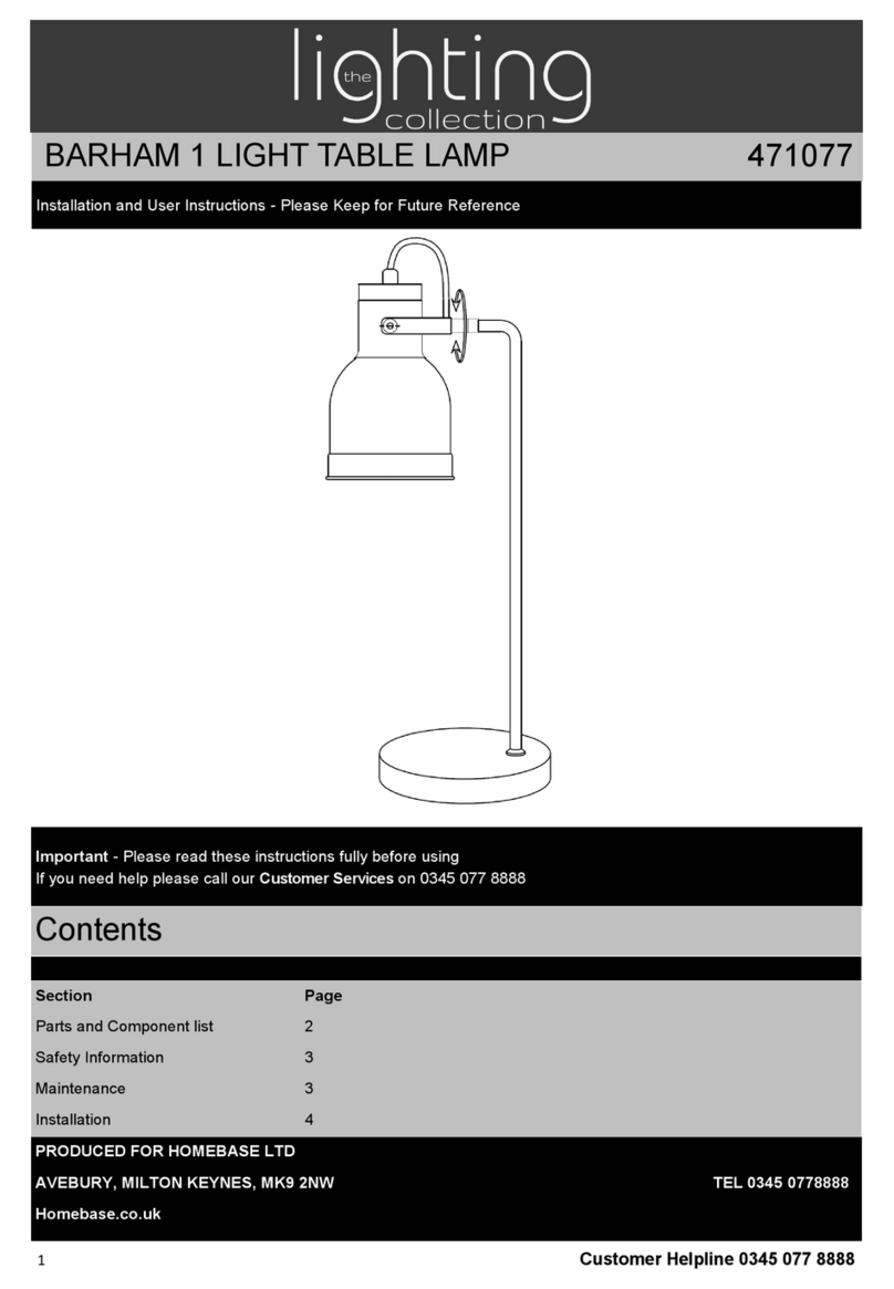 Clearance the lighting collection BARHAM 1 Installation and user instructions Clearance the lighting collection BARHAM 1 Installation and user instructions
