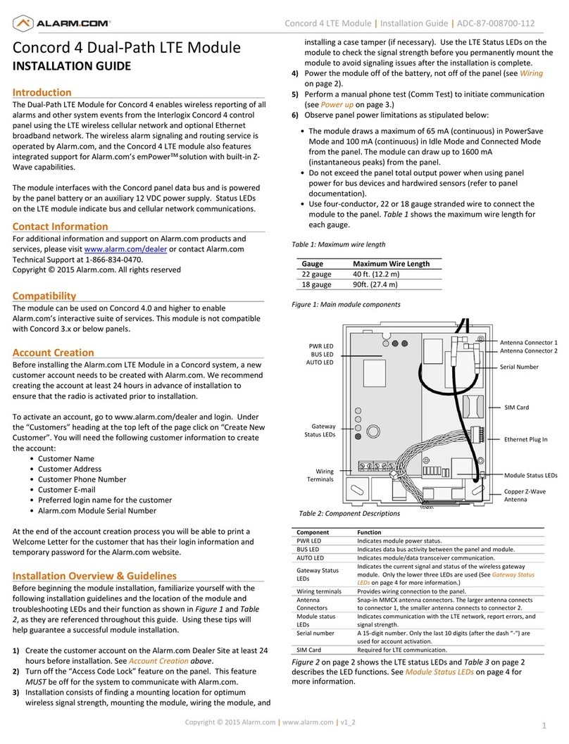 Alarmcom Concord 4 Dual-Path LTE installation guide