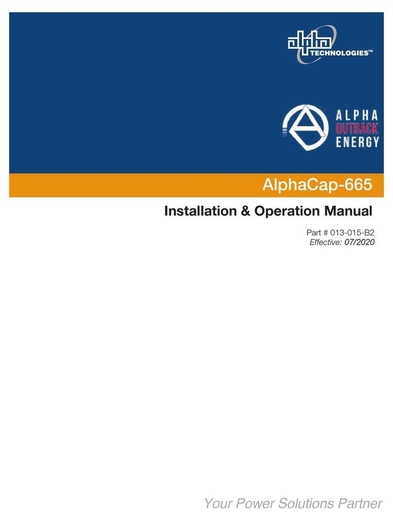 Alpha Technologies Alpha Outback Energy AlphaCap-665 Installation & operation manual