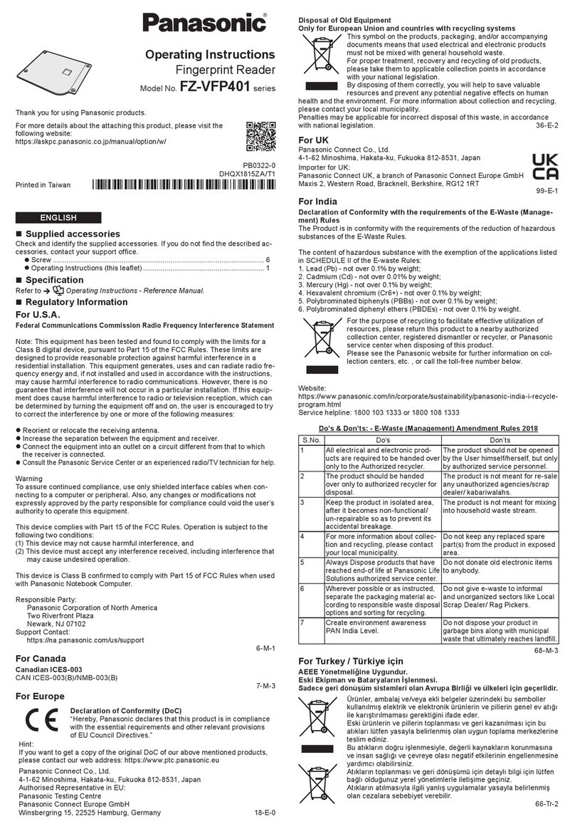 Panasonic FZ-VFP401 Series operating instructions